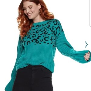 Women's Teal Cheetah Turtleneck Nine West Large